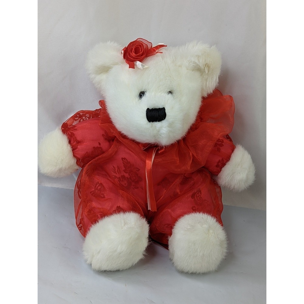 White Bear Plush 12 Inch Red Lace Sheer Outfit Tb Trading Co Stuffed Animal Toy